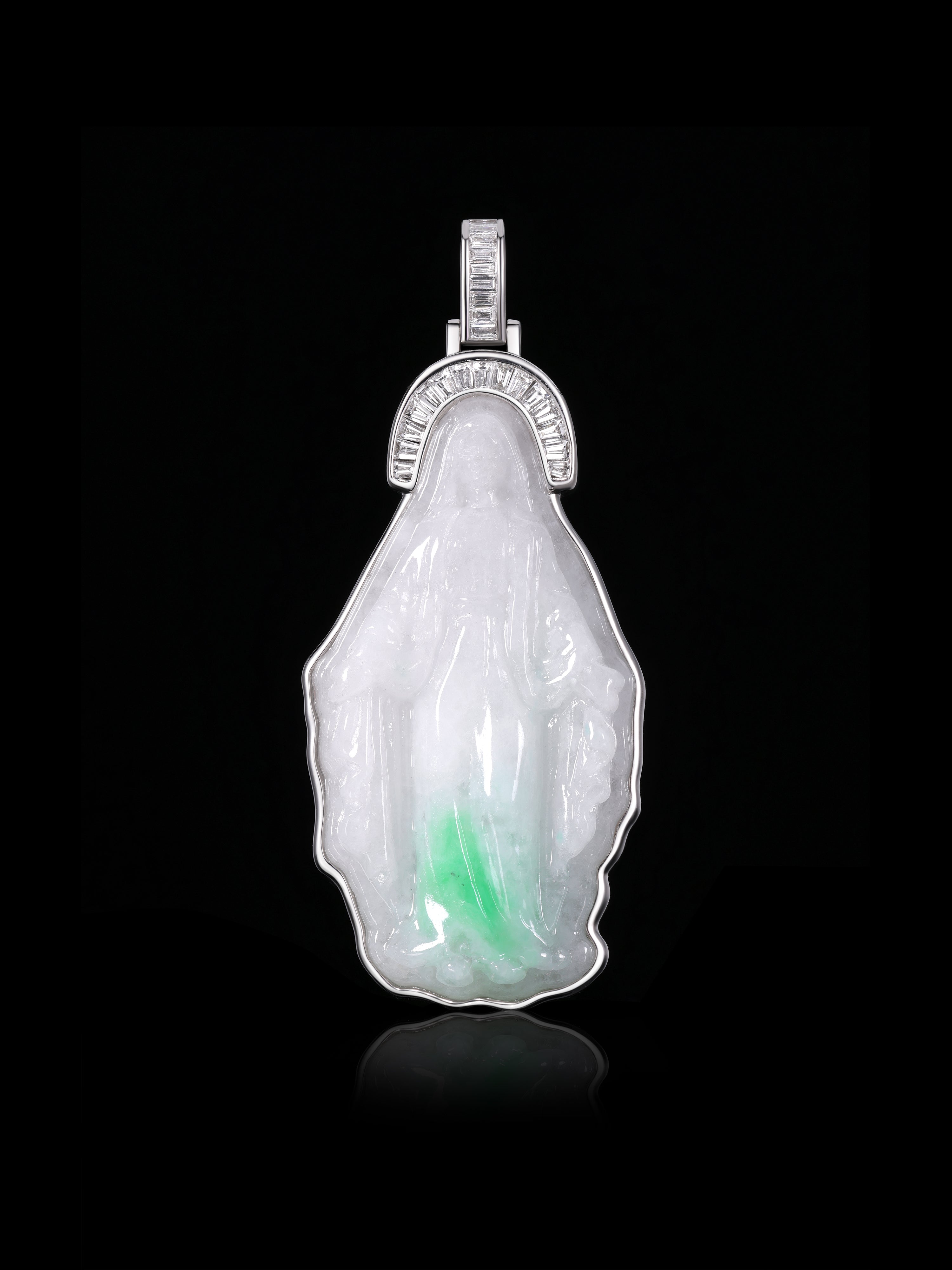 Virgin Mary Jade Halo Pendant